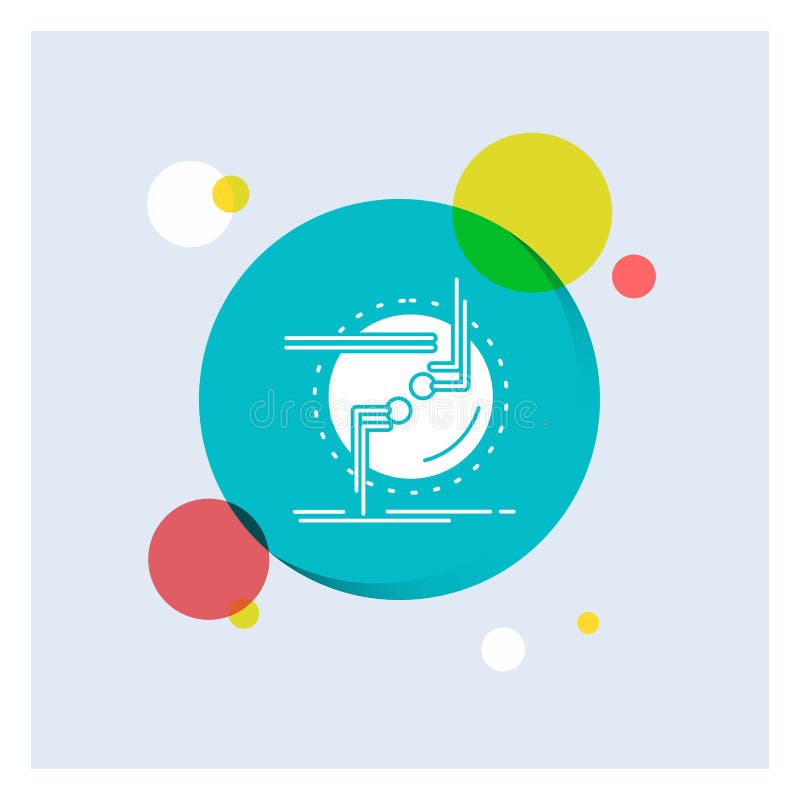 Chain, connect, connection, link, wire White Glyph Icon colorful Circle Background vector illustration