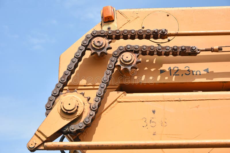 Chain Drive of an Old Mobile Crane Vehicle Stock Image Image of gear