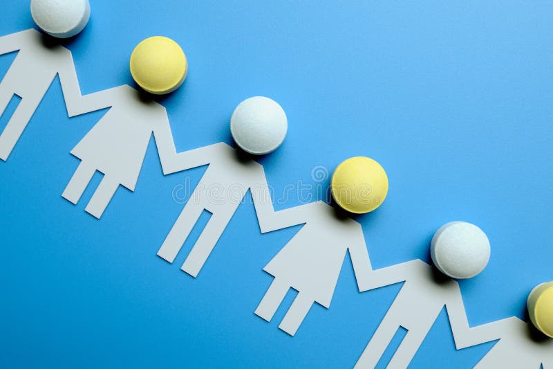 Chain of figures stock photography