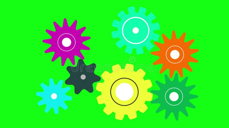 Chain Gear chain Algorithms, gear chain animation, multiple Gear chain cycle, moving gear vector illustration