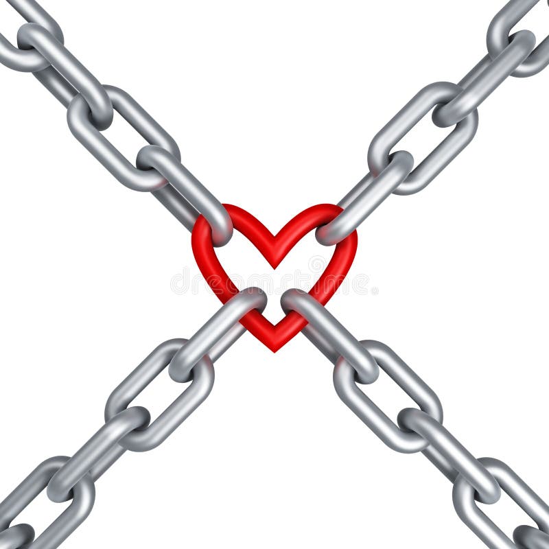 Chain with heart stock illustration. Illustration of chainlink 84624134