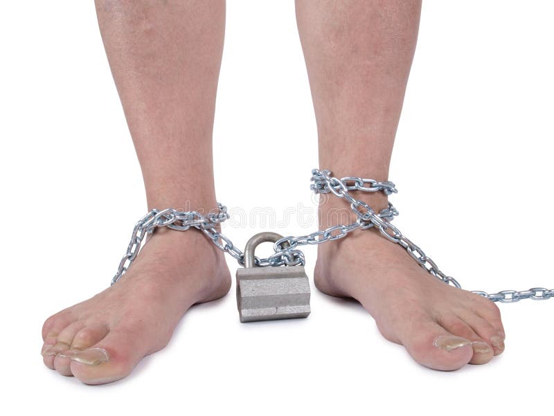 Chain on human legs stock image. Image of arrest, guilt 64932217