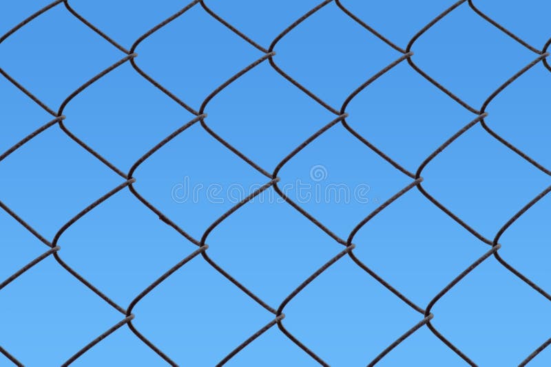 Chain link fence with blue sky