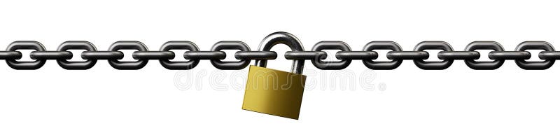 Metal chain and lock Royalty Free Vector Image