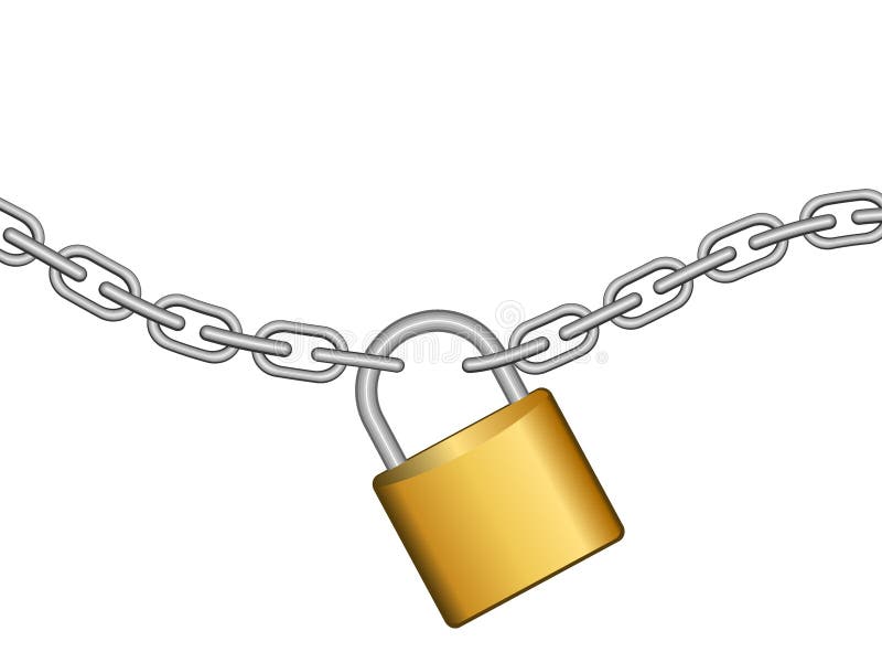 Chain with lock stock vector. Illustration of closed - 40486289