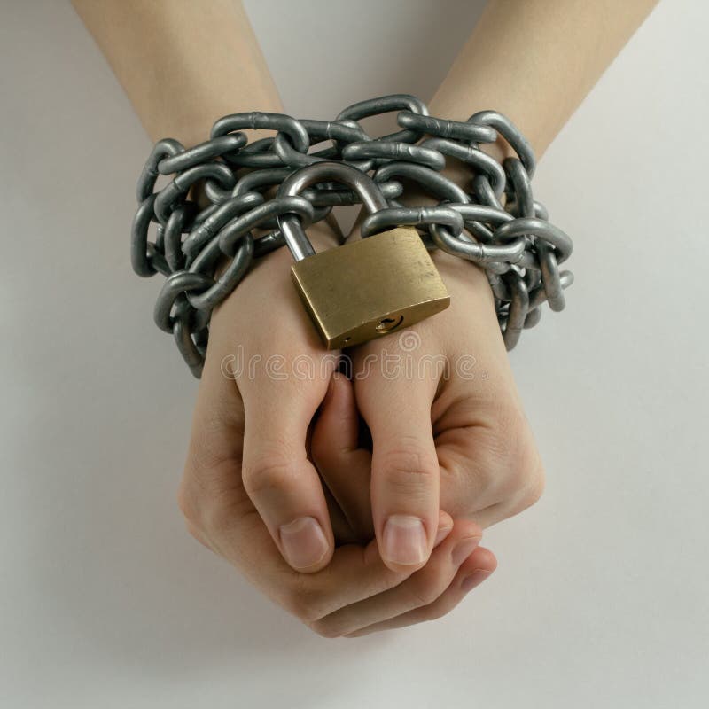 Chained woman s hands stock image. Image of wrapped, human - 65468281