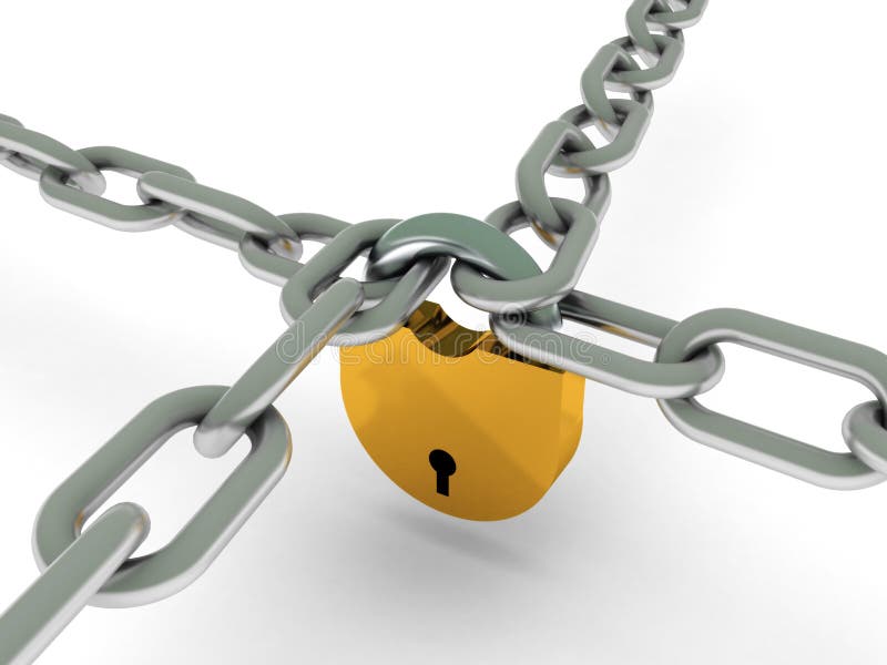 Crossed chains with lock stock illustration. Illustration of concept