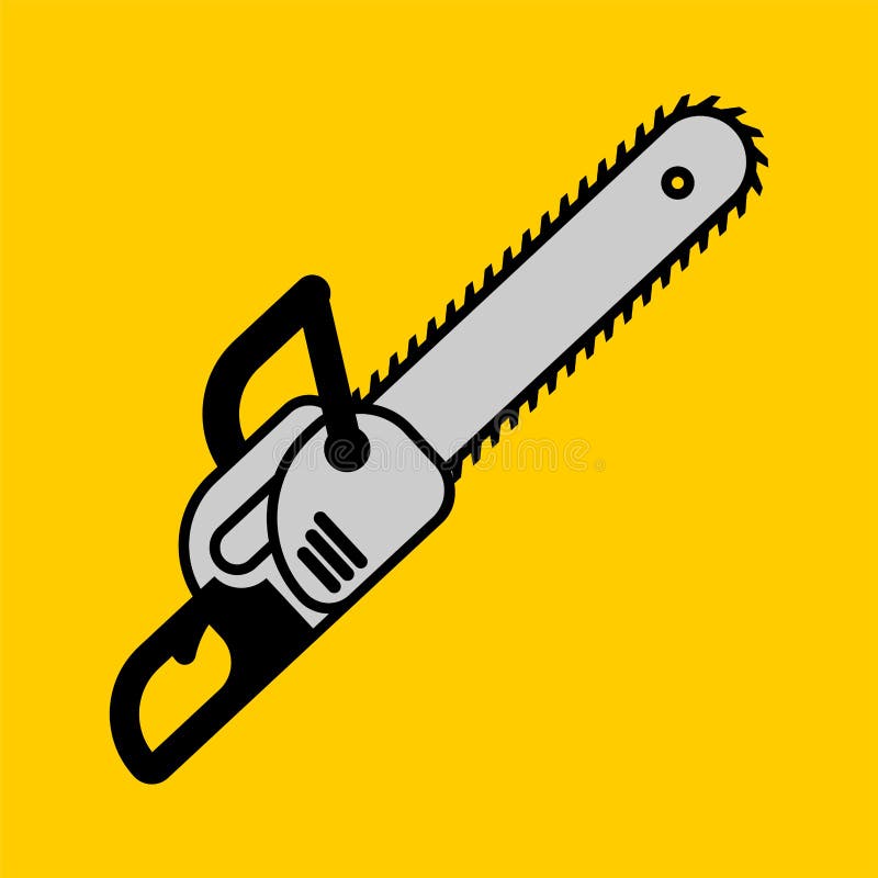 Chainsaw Black Icon, Vector Sign On Isolated Background. Chainsaw