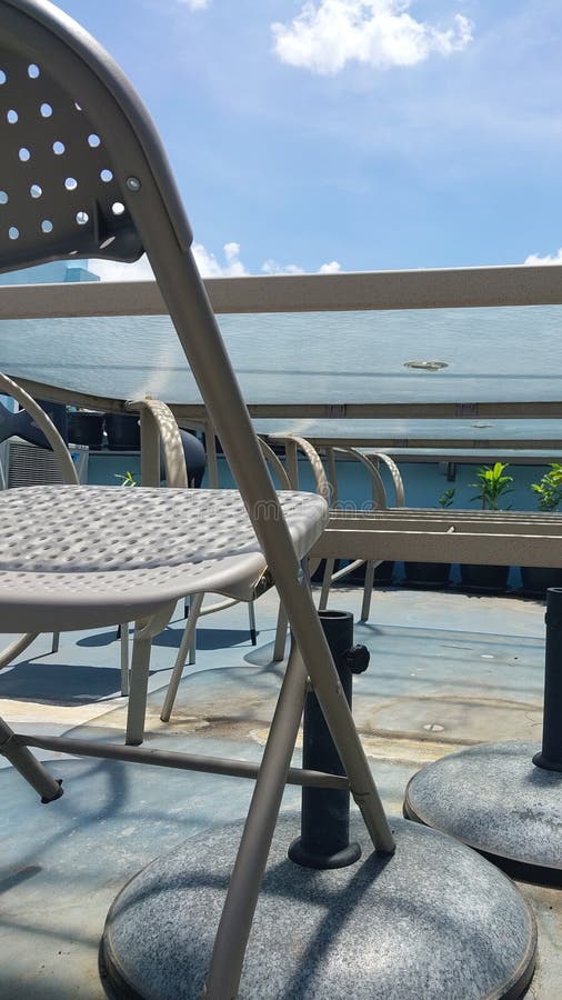 Chair and Blue Sky on Rooftop Garden Stock Photo Image of backyard