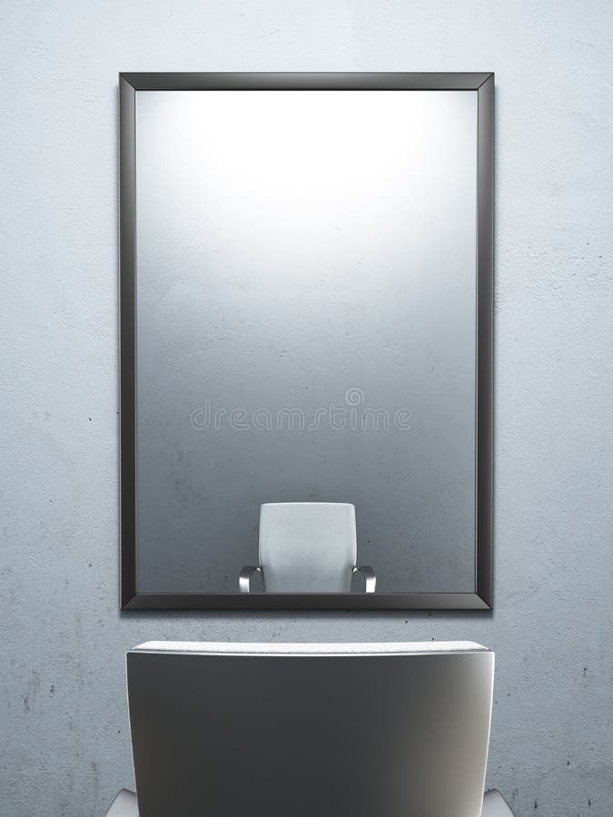Chair in front of a mirror stock illustration