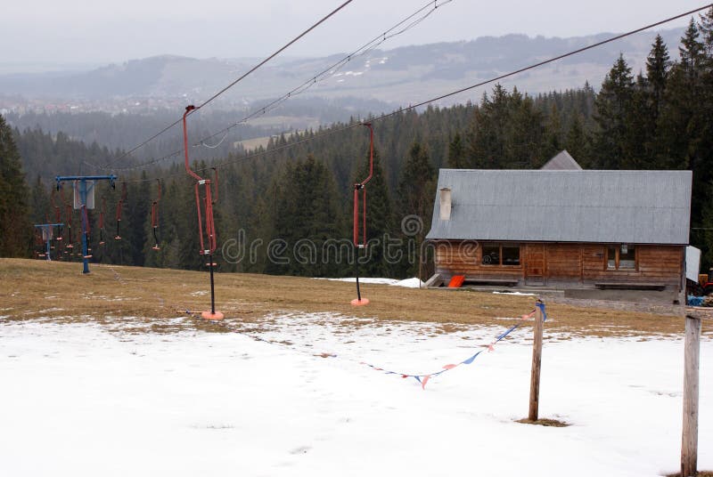 Chair lifts in a ski resort