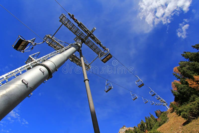 Chair lifts at the ski resort in Austria royalty free stock photos Chair lifts at the ski resort in Austria royalty free stock photos