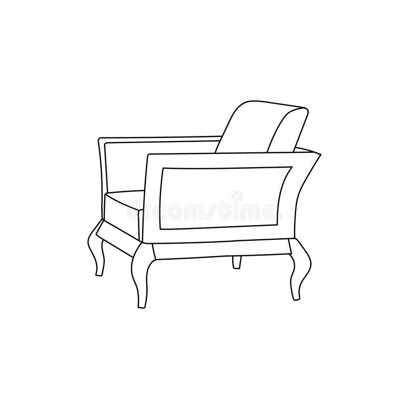 Chair Line Art Simple Design, Interior Chair Icon Vector Design