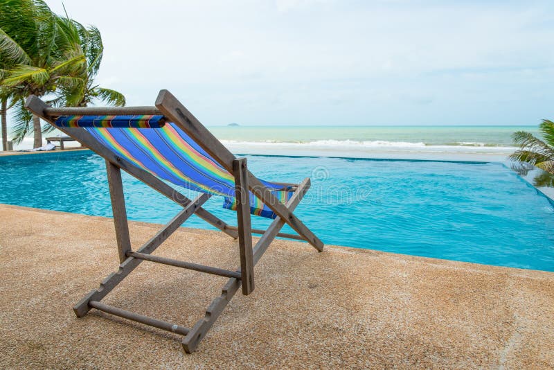 Chair Near the Pool and Sea Stock Image Image of coast, resort 42612431