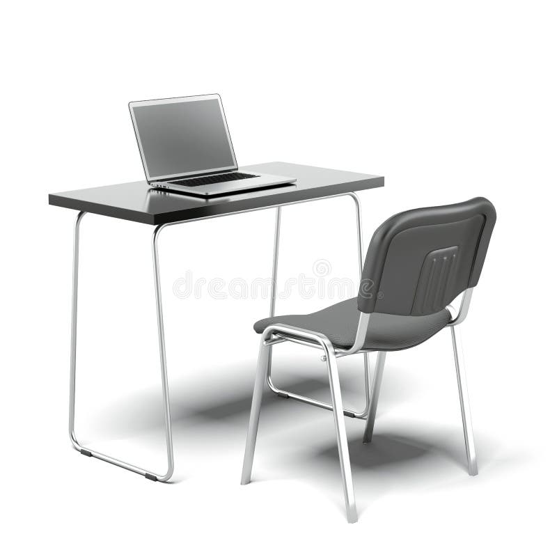 Chair And Office Desk With Laptop Stock Illustration Illustration of