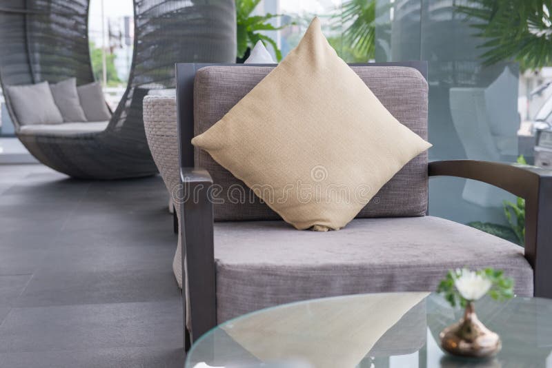 Chair and Pillow in Living Room Stock Image Image of cotton, living