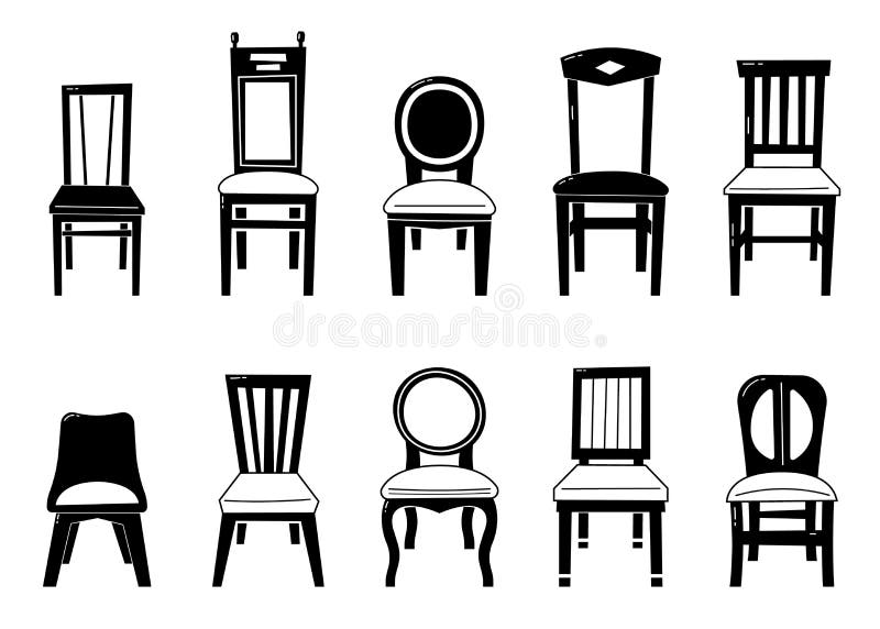 Chair Set Vector. Desk Chairs Furniture Stock Vector - Illustration of ...