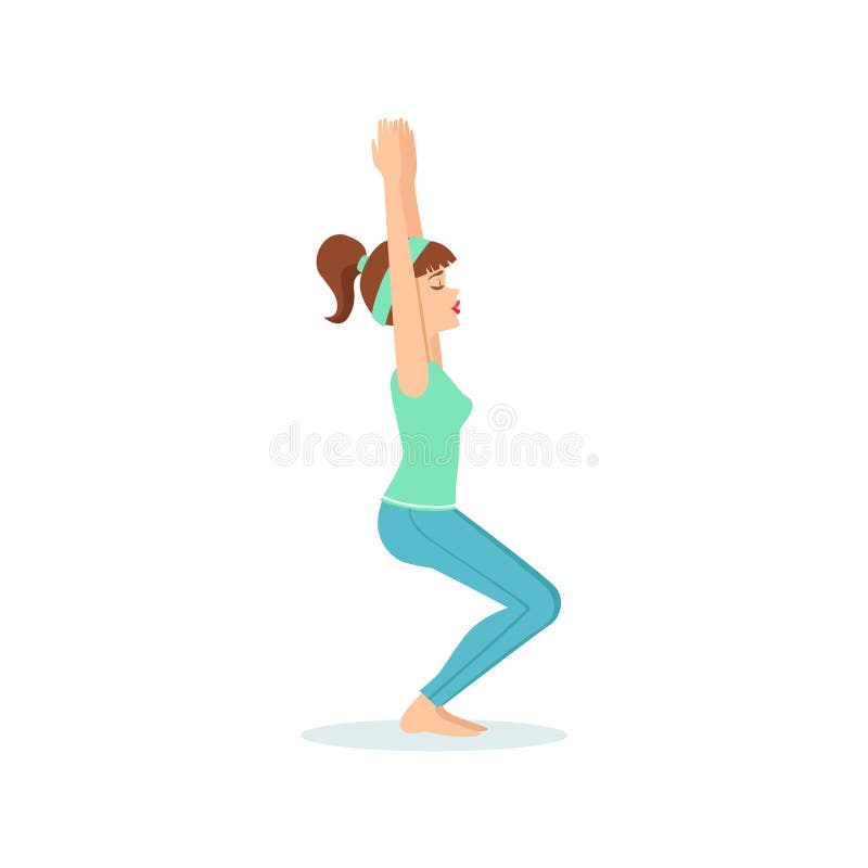 Chair Yoga pose. Utkatasana. Elderly woman practicing yoga asana. Healthy  lifestyle. Flat cartoon character. Vector illustration 29193948 Vector Art  at Vecteezy