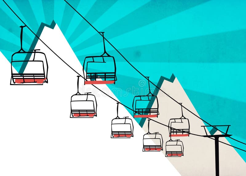 Chairlift υπόβαθρο χειμερινού αθλητισμού διανυσματική απεικόνιση