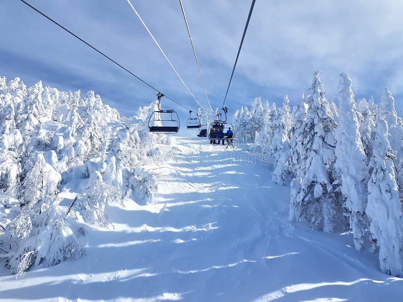 Chairlifts and trails at ski resort