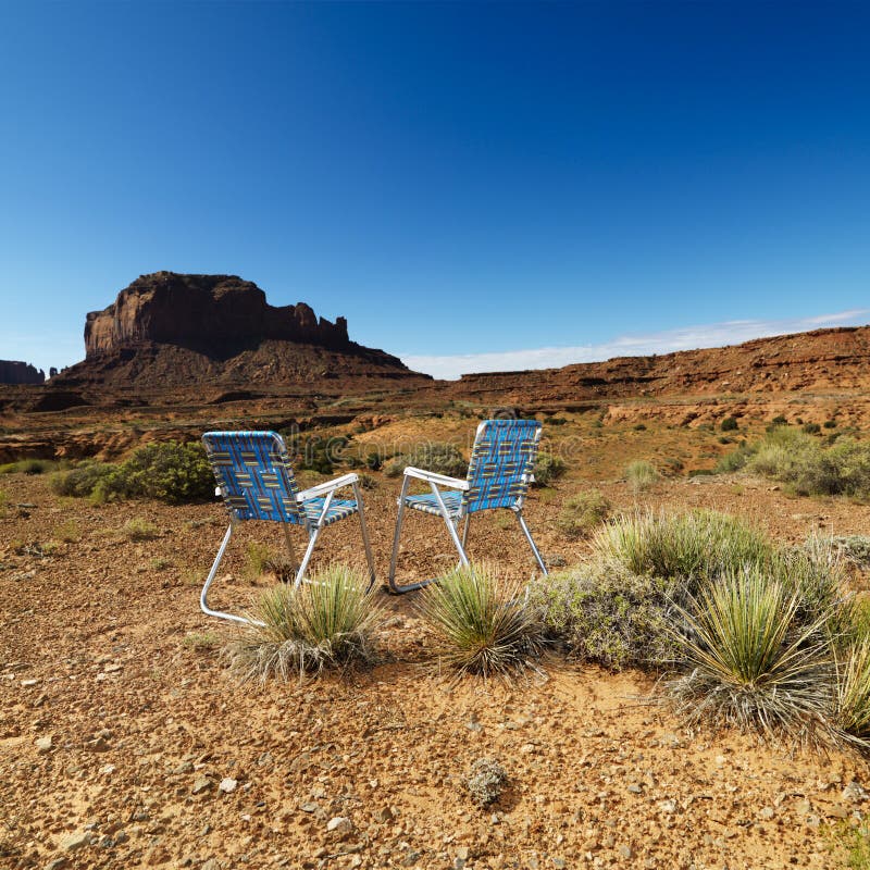 Lawn chairs in desert. stock image. Image of chair, leisure 4487969