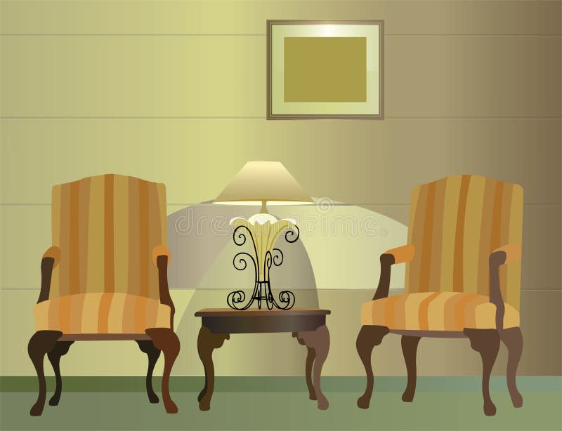Chairs. hotel. lamp vector stock illustration
