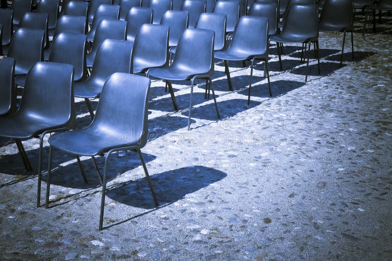 Chairs of an Outdoor Cinema Tilt Shift Filter Added Toned Image Stock Photo Image of