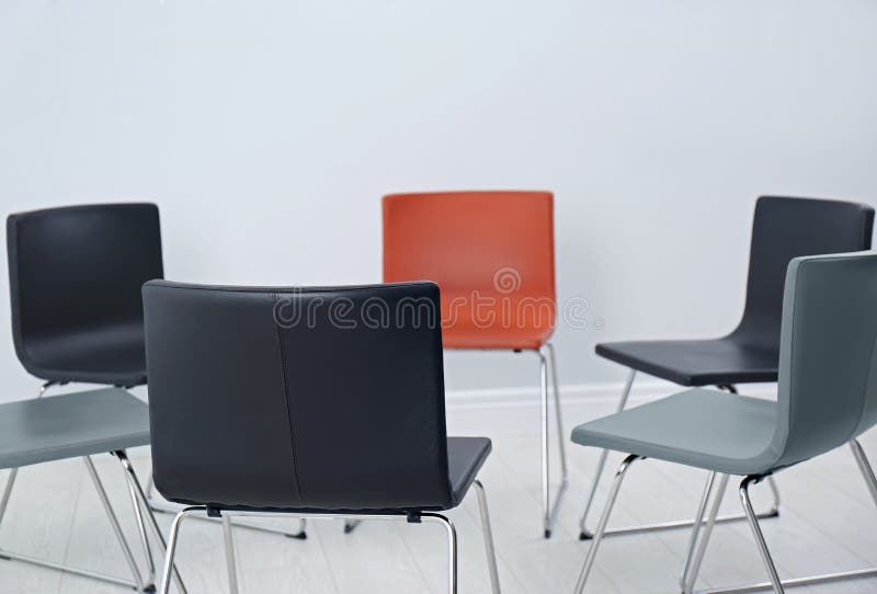 Chairs Prepared for Group Therapy Session in Office. Stock Image