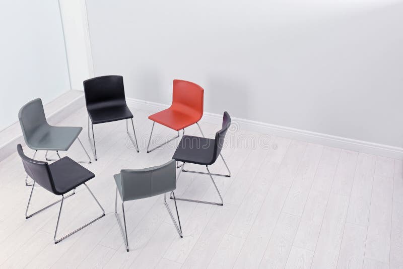 Chairs Prepared for Group Therapy Session in Office, Space for Text