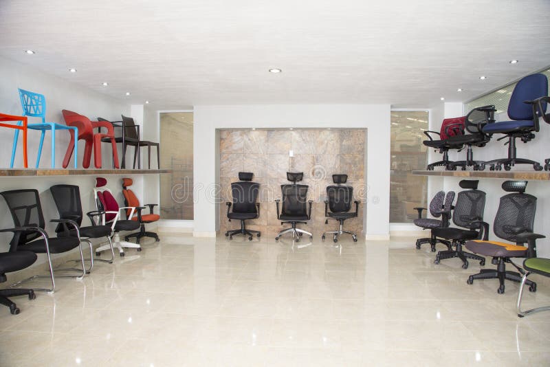 Chairs showroom stock image. Image of room, displayed 237689489