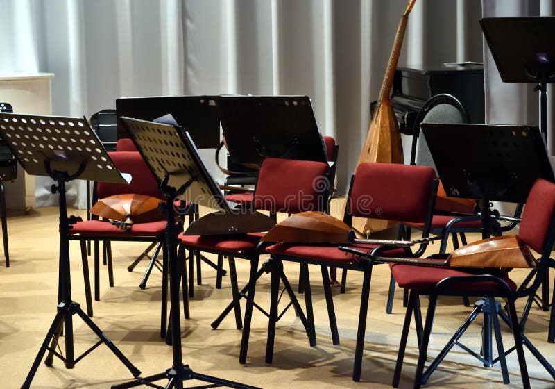 Chairs and Tables on the Theater Stage Stock Photo Image of film