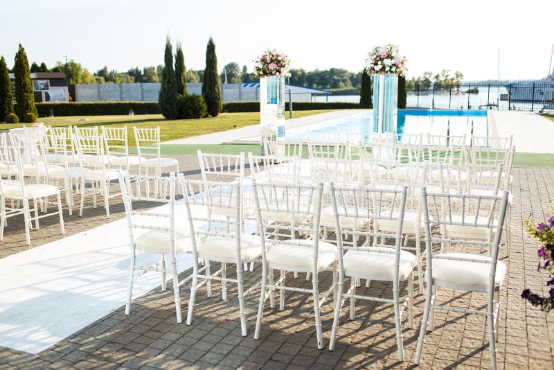 Chairs for Wedding Guests at the Ceremony Stock Photo Image of white