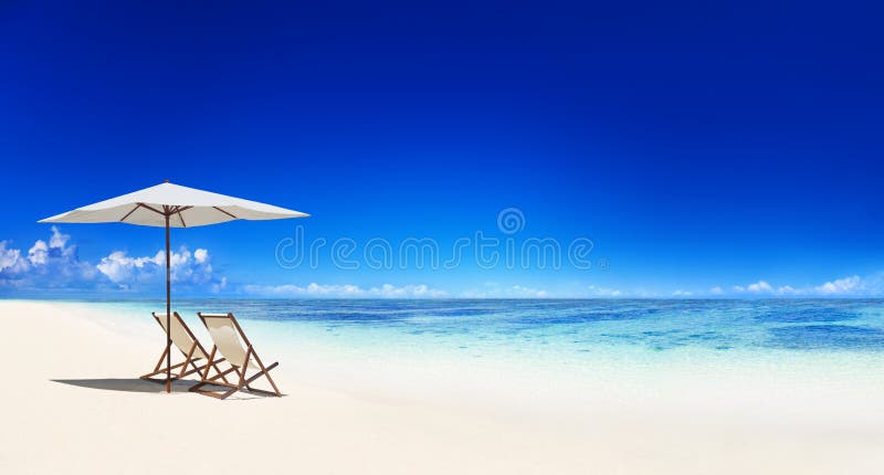 Deck chair on the tropical beach. Deck chair on the tropical beach.