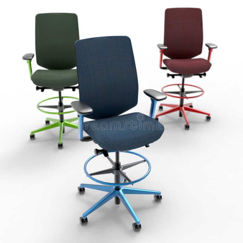 Chaise de travail 4 du bureau de l'image 3d illustration stock