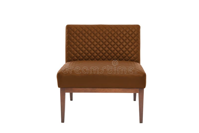 Chaise moderne de concepteur de fauteuil en cuir et en bois sur le fond blanc images stock Chaise moderne de concepteur de fauteuil en cuir et en bois sur le fond blanc images stock
