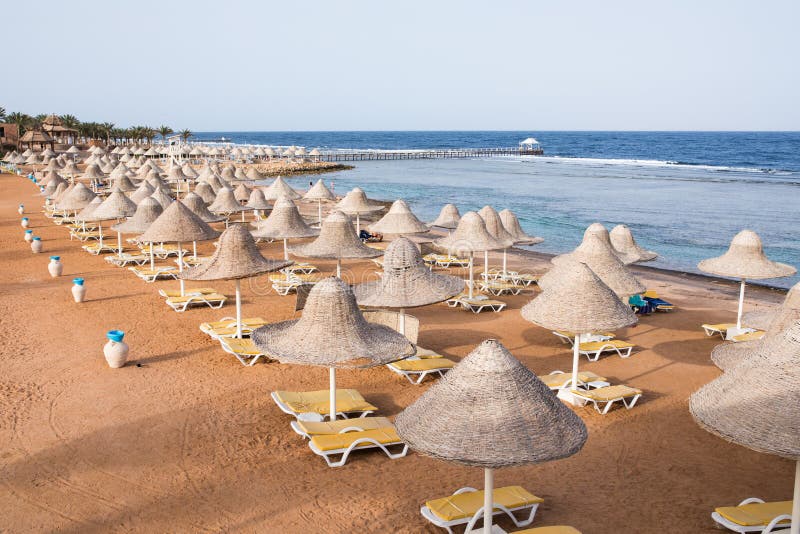 Chaises Longues on the Beach Sea Stock Photo Image of coast
