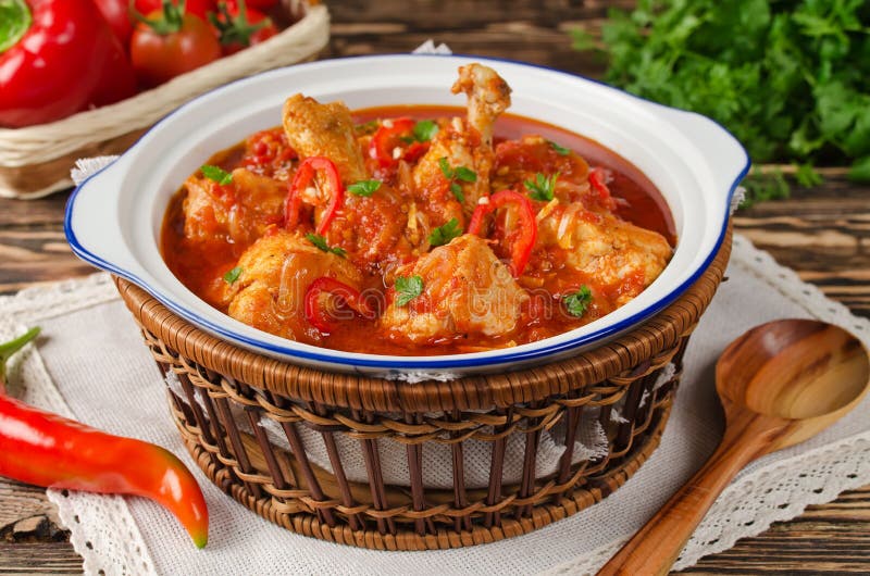 Chakhokhbili - Chicken Stewed with Tomatoes Stock Photo - Image of herb ...