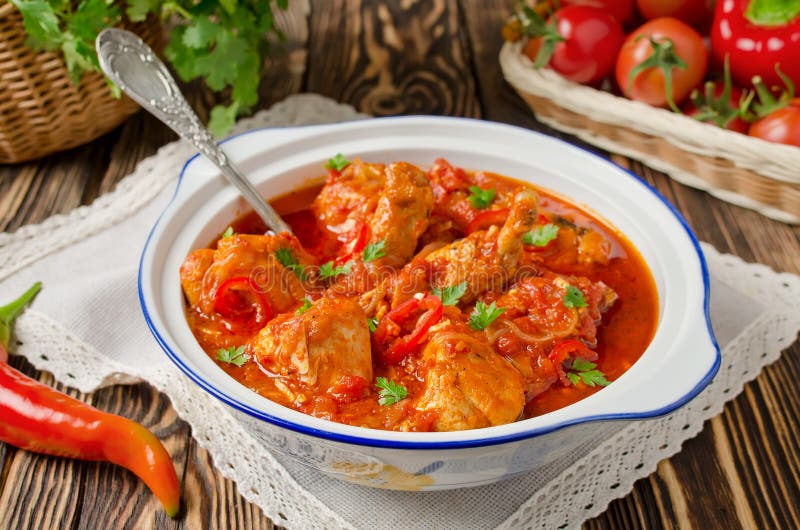 Chakhokhbili - Chicken Stewed with Tomatoes Stock Image - Image of ...