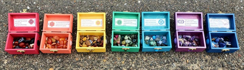 Chakra Box for Chakra Stones 7 Colours on a Stone in Nature Plants Spiritual all CHAKRA chakras