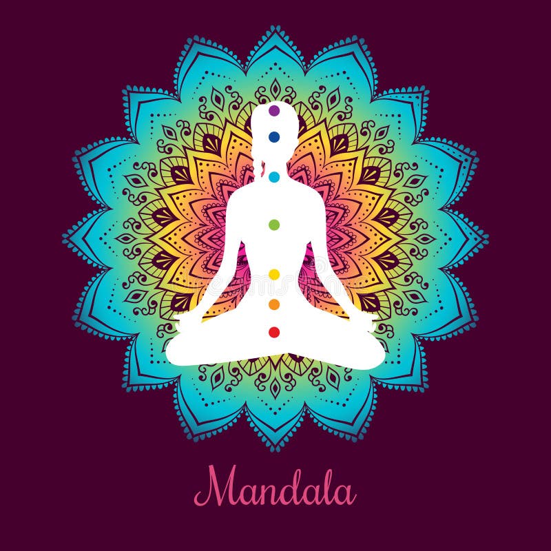 Carta De Color De 7 Chakras Con Las Mandalas Ilustración 