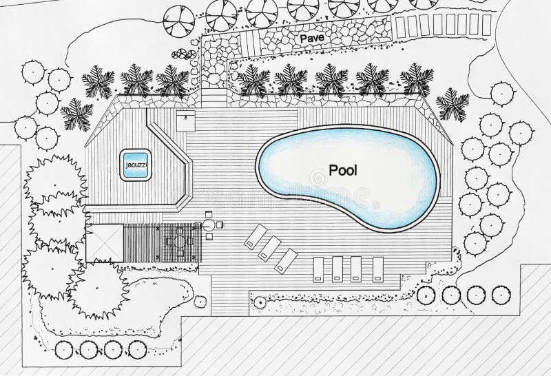 Chalet del lujo de Designs Pool For del arquitecto paisajista imagen de archivo libre de regalías Chalet del lujo de Designs Pool For del arquitecto paisajista imagen de archivo libre de regalías