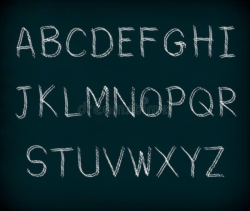 Chalk Alphabet writing. stock illustration. Illustration of board