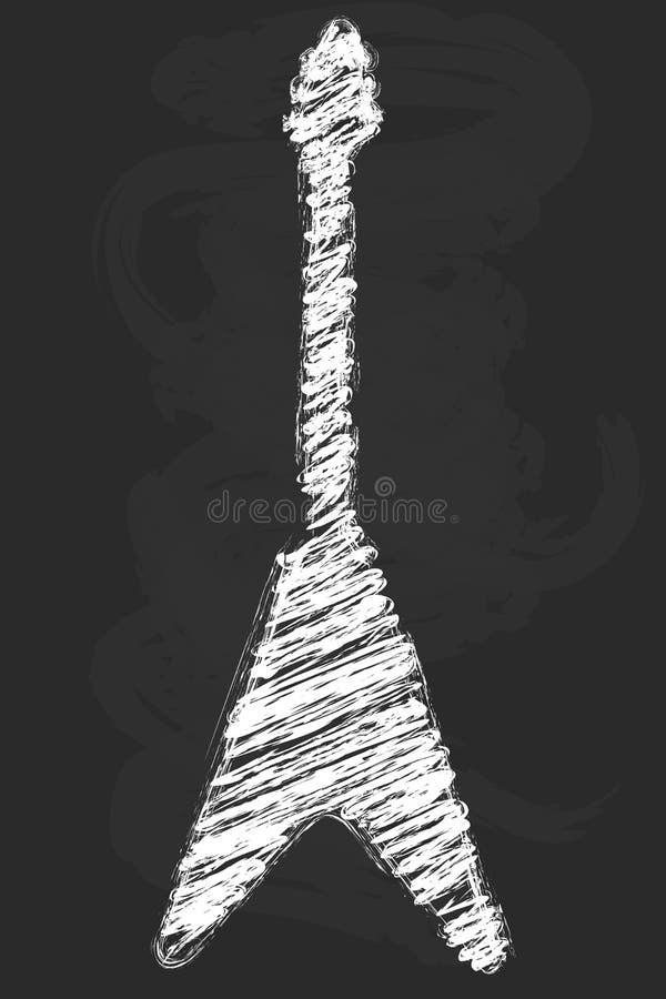 Chalk Art Electric Guitar Illustration Stock Illustration
