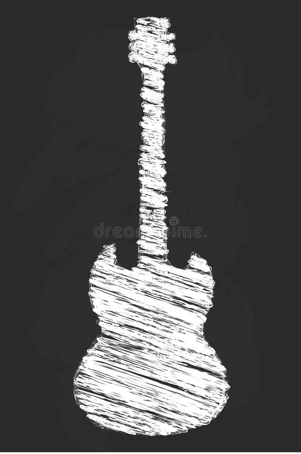 Chalk Art Electric Guitar Illustration Stock Illustration