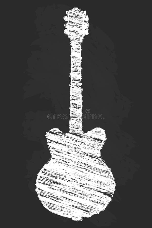 Chalk Art Electric Guitar Illustration Stock Illustration