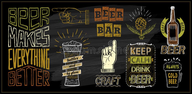 Chalk Biermenüs mit Motiven - Bierbar, um ruhiges Bier zu trinken