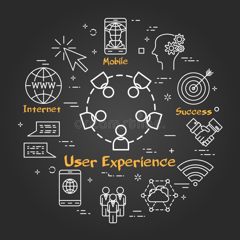 Chalk board concept - User Experience icon stock illustration Chalk board concept - User Experience icon stock illustration