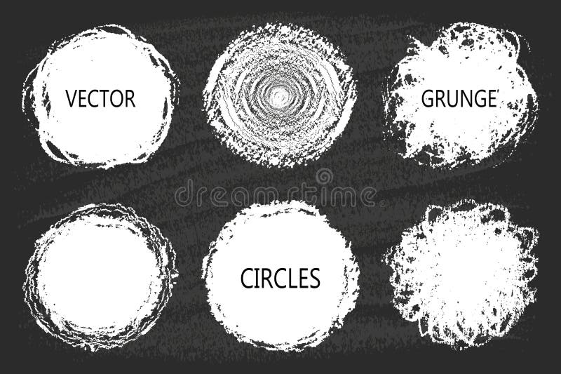 Chalk Hand Drawn Grunge Circles on Black Board Stock Vector