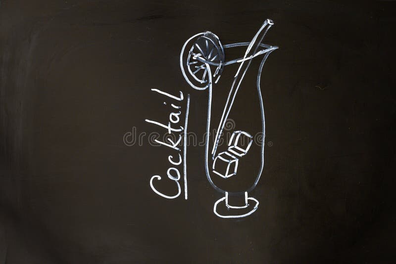 Chalk cocktail draw on black school board