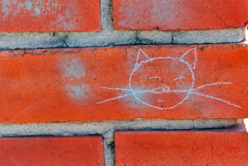 Chalk Drawing on a Brick Wall Stock Image Image of back, concept